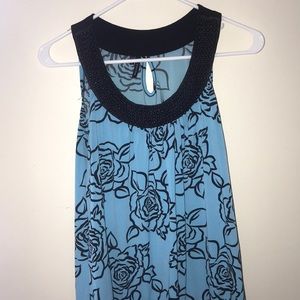 Blue floral tank top